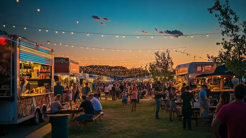large-outdoor-festival-food-trucks-live-music-string-lights-picture-358419524
